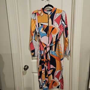 Colorful Abstract Print Dress Women's Size M/L